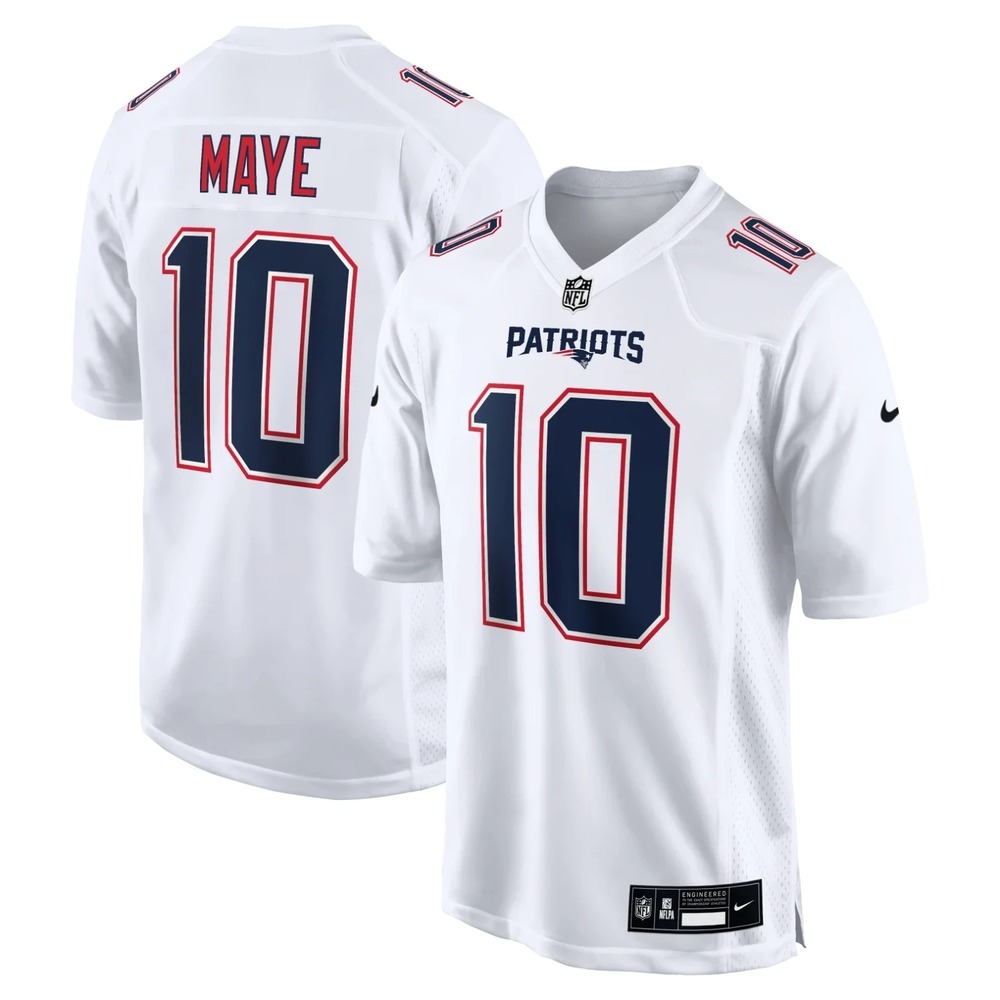 Patriots Drake Maye Men's Tundra White Nike Game Jersey NWOT